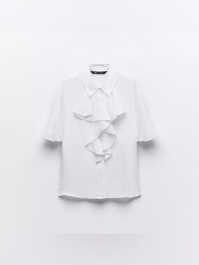 ZARA RUFFLED 100% LINEN SHIRT NWT
Color: WHITE * Size: XL